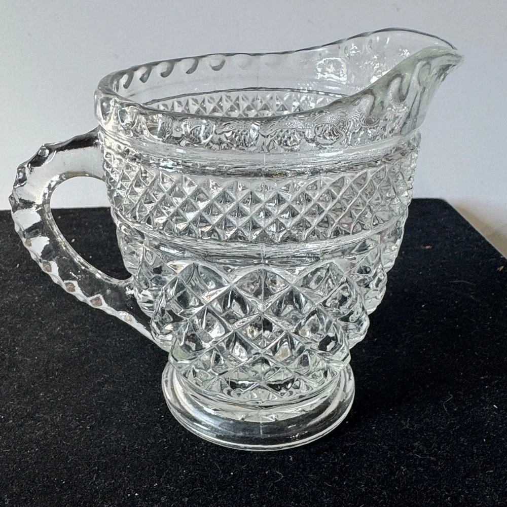 Vintage Anchor Hocking Wexford Diamond Pattern Clear Glass Creamer